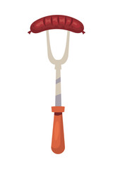 grilled sausage in fork