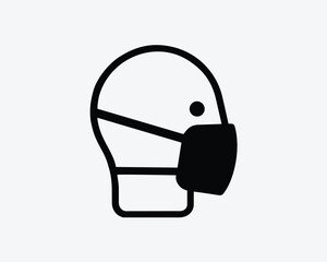 Wear Face Mask Covering Cover Protection Virus Pandemic Black White Silhouette Symbol Icon Sign Graphic Clipart Artwork Illustration Pictogram Vector