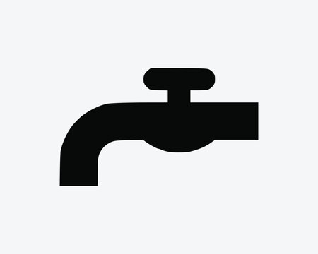 Tap Faucet Pumbling Spigot Black White Silhouette Sign Symbol Icon Graphic Clipart Artwork Flat 2D Illustration Pictogram Vector 