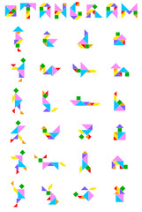 Creative art tangram vector set of colorful shapes