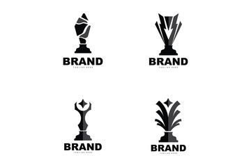 Trophy Logo Design, Award Winner Championship Trophy Vector, Success Brand