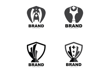 Trophy Logo Design, Award Winner Championship Trophy Vector, Success Brand