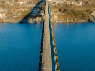 Aerial photo of a walkway bridge near Poughkeepsie NY over the Hudson River  - obrazy, fototapety, plakaty