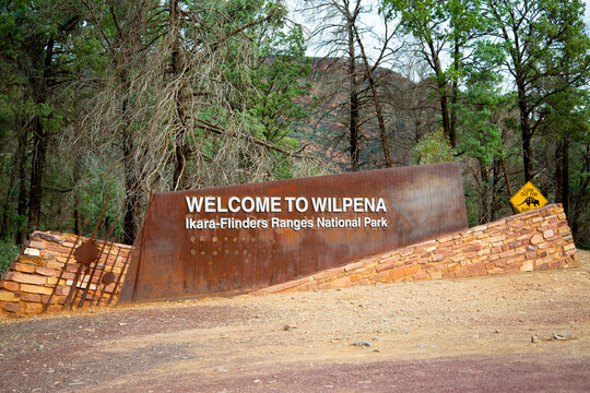 Wilpena Welcome Sign in Flinders Ranges - Australia