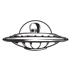 Alien in a flying saucer © Art of Success