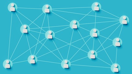 people communication network, communication technology, blue stage, people iconography, 3d rendering