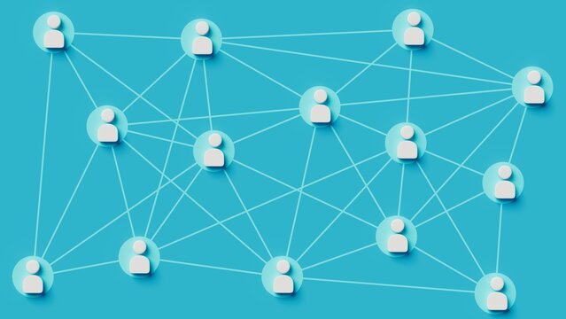 people communication network, communication technology, blue stage, people iconography, 3d rendering
