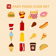 Fototapeta na wymiar fast food icon set