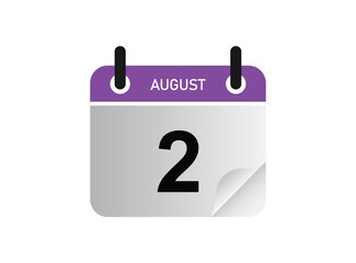 2th August calendar icon. August 2 calendar Date Month icon vector illustrator.