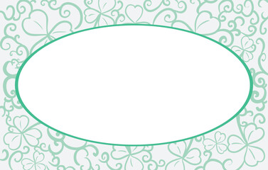 Oval label decorated with clovers and vines on the background, Vector illustration