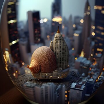 snail in a city