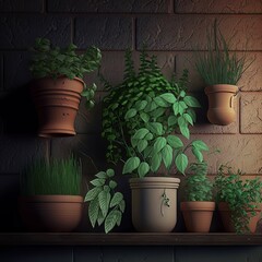 pots in a garden Generative AI