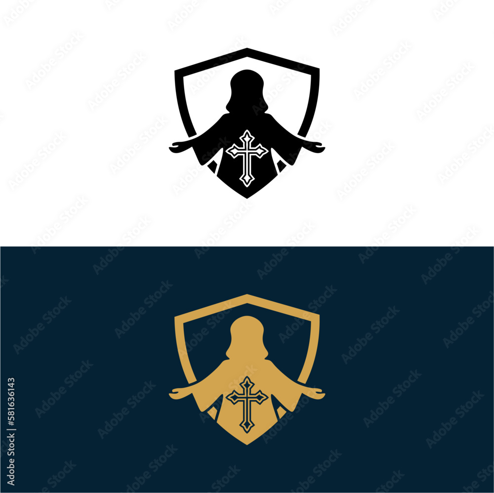 Wall mural shield logo church