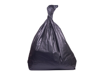 black garbage bag isolated on white background, clipping paths