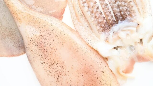 top view fresh raw squid rotating horizontal composition