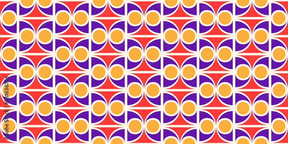Poster abstract retro seamless pattern. decorative ornament background in 60s or 70s style. vintage geometr