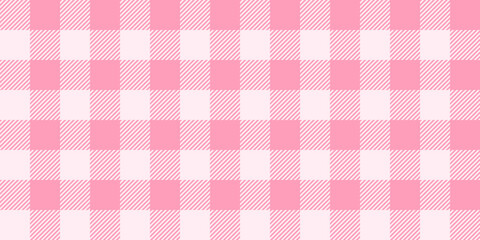 Pink gingham seamless pattern. Pale pink vichy background texture. Checked tweed plaid repeating wallpaper. Fabric design. Vector 