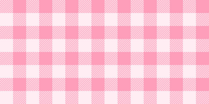 Pink Gingham Seamless Pattern. Pale Pink Vichy Background Texture. Checked Tweed Plaid Repeating Wallpaper. Fabric Design. Vector 