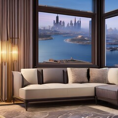 A living room with a view of the city2, Generative AI