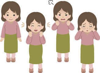 若い女性の喜怒哀楽セット　私服