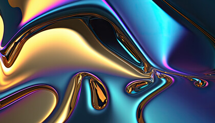 iridescent molten metal background by generative AI