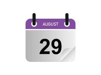 29th August calendar icon. August 29 calendar Date Month icon vector illustrator.