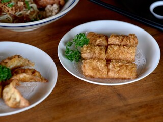 Delicious Asian Chinese food snacks presentation 