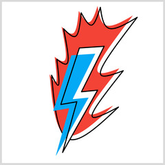 Lightning burns Icon red and blue color, Vector Illustration for Icon, symbol, Logo etc