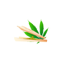 Joint with Medical cannabis marijuana leaf. CBD for healthcare. Vector illustration cartoon flat icon.