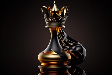 gold king queen chess on a black background - obrazy, fototapety, plakaty