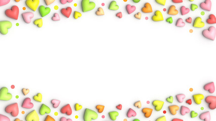 Colorful hearts on white background. Valentine's day decoration