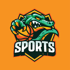 Vector illustration of Crocodile mascot for basketball team logo