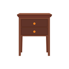 Bedside table and nightstand wooden brown furniture vector illustration