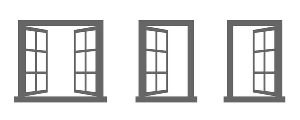  Open windows vector icon set
