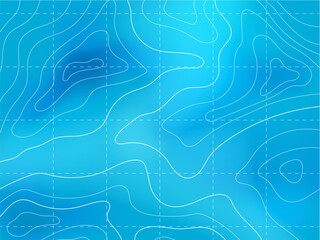 Ocean or sea topographic map with terrain line contour, vector marine topography background. Nautical geography, ocean cartography and navigation topographic map with water landscape relief contour