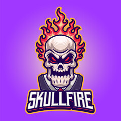  Head skull fire mascot logo template