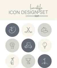 Linestyle Icon Design Set Golf