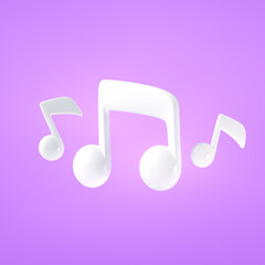 3D music note icon . Sound media concept illustration. Audio note. 3d render illustration