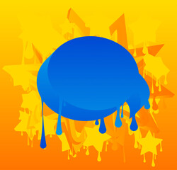 Colorful Abstract modern street art backdrop. Blue and Yellow Graffiti speech bubble background. Wallpaper decoration performed in urban painting style.