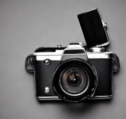 vintage photo camera. Generative AI.