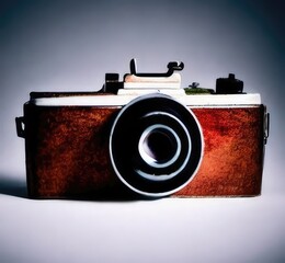 vintage photo camera. Generative AI.