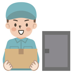 宅配ボックスと配達員のイラスト