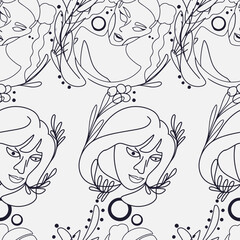 Exquisite Hand-Drawn Vector Illustrations Seamless pattern Bundle. Minimalistic Abstract Faces, Hands, and Shapes in Contemporary Silhouette Style, Seamlessly Crafted for Stunning Results.