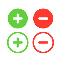 Obraz premium Set of Round Plus and Minus or Positive and Negative Icons