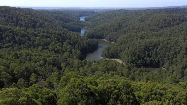 West Barwon Reservoir aerial view, Colac Otway Shire, Victoria, Australia