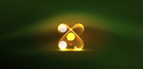 Abstract glowing neon light techno circles background