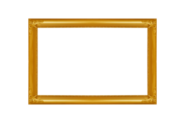The antique gold frame isolated on the white background