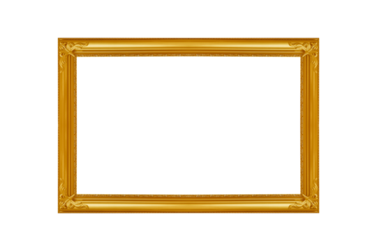 The antique gold frame isolated on the white background