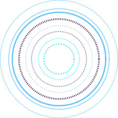 An abstract transparent dashed concentric circle design element.