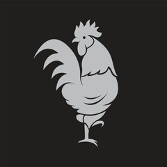 Vector of a cock design on black background. Farm Animals.